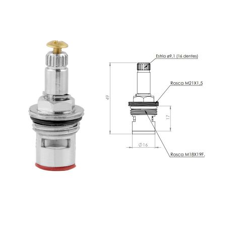 Reparo Vedante para Torneira 18mm 1/4 Polegada Volta Cromado