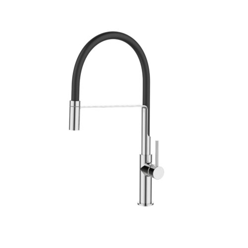 Torneira para Cozinha em Metal de Mesa Gourmet com Bica Alta Flexível 1/4V Breeze Cromado